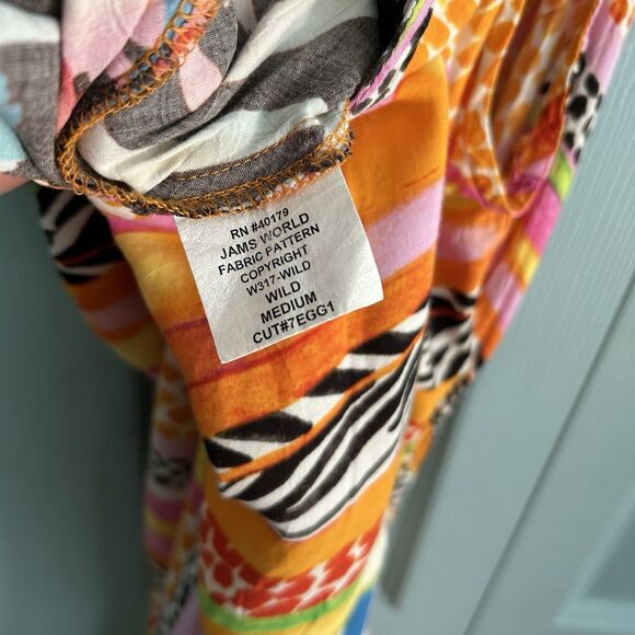Jams World Wild Hawaiian Midi Dress Medium Mixed Prints Orange Zebra Tropical - Picture 9 of 11
